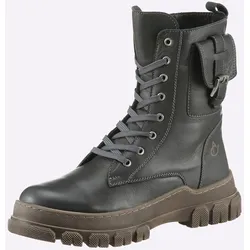 Schnürstiefelette, Damen, Gr. 37, grau, Leder, Leder, modisch, Schuhe