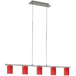 Glas Hänge Leuchte Wohnzimmer Chrom Beleuchtung 5-flg Lampe im Set inkl. LED Leuchtmittel