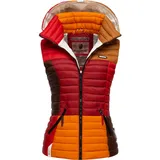 Navahoo Damen Steppweste leicht mit Abnehmbarer Kapuze Colourblocking-Stil Shadaa Multikulti Multicolour Autumn Leaves Gr. L - L
