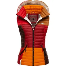 Navahoo Damen Steppweste leicht mit Abnehmbarer Kapuze Colourblocking-Stil Shadaa Multikulti Multicolour Autumn Leaves Gr. L - L