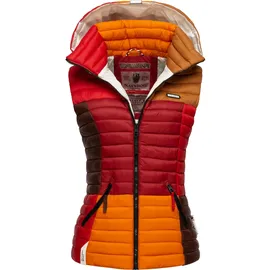 Navahoo Damen Steppweste leicht mit Abnehmbarer Kapuze Colourblocking-Stil Shadaa Multikulti Multicolour Autumn Leaves Gr. L - L