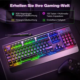 TeckNet RGB Gaming Tastatur DE