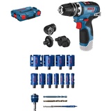 Bosch Professional Akku-Bohrschrauber GSR 12V-35 FC (ohne Akkus und Ladegerät, in L-BOXX 102)-FlexiClick System +15 tlg. Expert Construction Material Lochsäge Set (für Weichholz, Ø 20-76 mm, Zubehör)