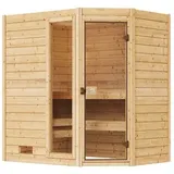 Weka Sauna Valida Eck 1 mit Glastür/Fenster- Massivholzsauna 38 mm-7,5 kW Saunaofen OS inkl. Steuerung