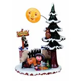 Hubrig Volkskunst Zschorlau Erzgebirge Sammelfigur Hubrig Winterkinder Mondputzer braun|bunt