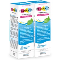PEDIAKID - VITAMIN D3 - Optimiert die Vitamin-D-Versorgung - Trägt zur Aufnahme von Kalzium und Phosphor, zur Erhaltung von Knochen und Zähnen und zur Immunfunktion beiträgt - 2 x 20 ml