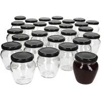 Mambocat 75er Set Marmeladengläser 212ml Deckel Schwarz