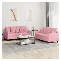 VidaXL 2-tlg. Sofagarnitur mit Kissen Rosa Samt