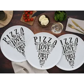 CreaTable Pizzateller Set IN LOVE 33 cm schwarz/weiß 6er Set
