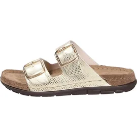 ROHDE Damen Pantolette gemusterter Zweiriemer mit Schnalle Rodigo-D 5872, Größe:39 EU, Farbe:Gold - 39