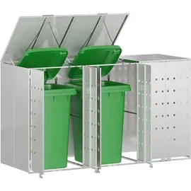 vidaXL Wagenmüllbehälter 204 x 77,5 x 115,5 cm silber