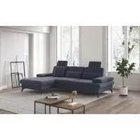 sit&more Ecksofa »Morris L-Form inkl. Sitztiefenverstellung«, wahlweise mit Bettfunktion, Bettkasten und Armteilverstellung blau