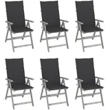 vidaXL Hochlehner Gartenstuhl 57 x 69 x 110 cm grau 6 St.