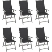 vidaXL Hochlehner Gartenstuhl 57 x 69 x 110 cm grau 6 St.