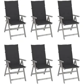 vidaXL Hochlehner Gartenstuhl 57 x 69 x 110 cm grau 6 St.