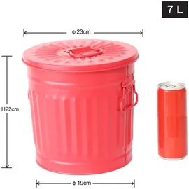 Jinfa Ascheeimer Metall Ø 21,5 cm 7 l rot