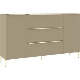 Set One by Musterring Sideboard "Reno", beige (taupe matt lack, glas taupe glanz), B:182cm H:108cm T:42cm, Glas, Holzwerkstoff, SET ONE BY MUSTERRING, Sideboards, Sideboard, Mit Winkelfuß in diversen Farben, 108 cm Höhe & Farbauswahl