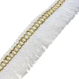 Anevous 30m 28mm Baumwolle Fransenborte, Vintage Quasten Trim Spitzenband Fransenbesatz Fransenband Meterware, Fransen Bordüre Dekoband für DIY Nähen, Kleidung, Vorhangborte, Heimdekoration,Weiß
