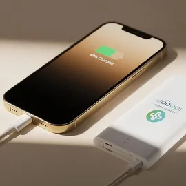 ideoon Kompakte Powerbank USB-C (4.000mAh) – Ultra-Slim Powerbank mit fest integriertem Kabel & Adapter – Mobiler Akku-Boost