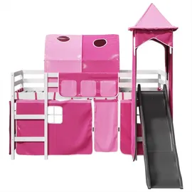 vidaXL Kinderhochbett mit Turm Rosa 80x200 cm Massivholz Kiefer