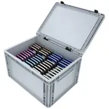 VARIA Group EB89SET - Feldherr Euro Box mit Deckel und Schaumstoff für 48 Smartphones