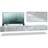 Vladon Wohnwand, Hellgrau, 260x150x37 cm, Wohnzimmer, Wohnwände, Anbauwände