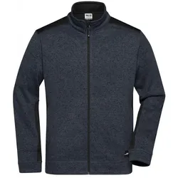 Strick Fleece Jacke "JN862" - 5XL - carbon-melange/black