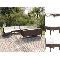 VidaXL 11-tlg. Garten-Lounge-Set mit Auflagen Poly Rattan Braun