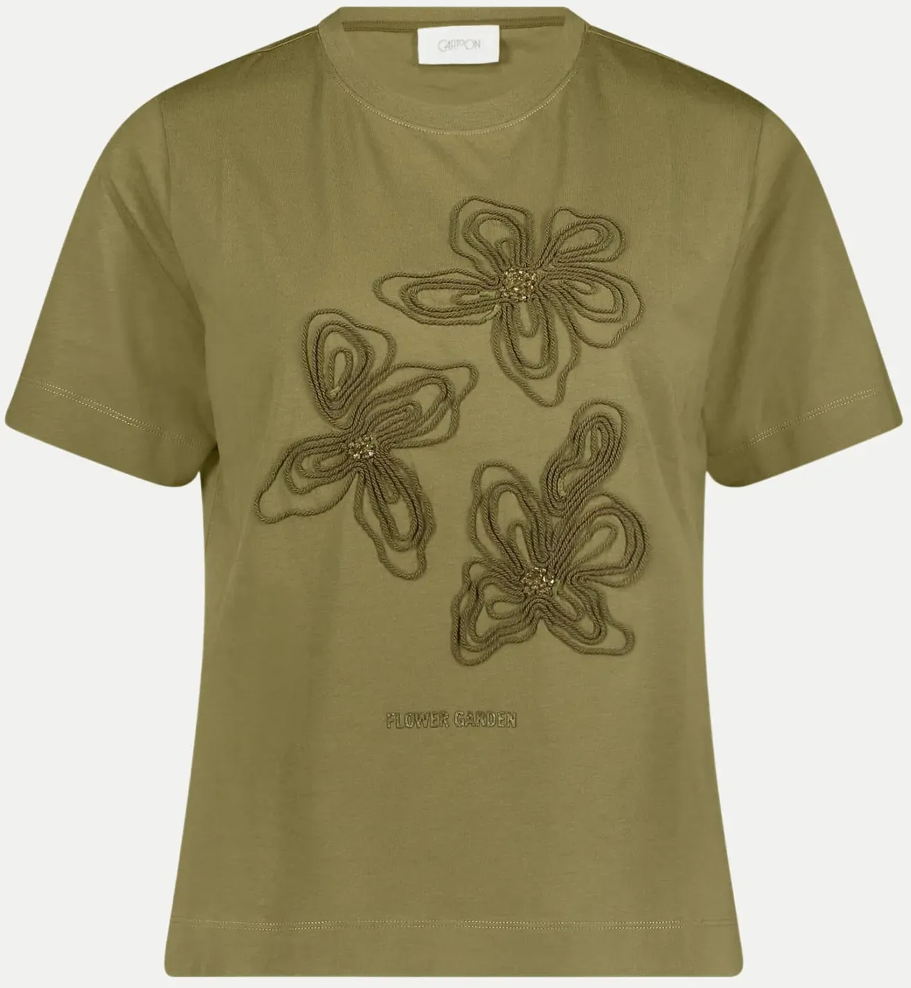 T-Shirt mit Floral-Stickerei Grün 42