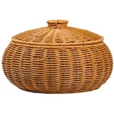 Rattankorb mit Deckel rund um die große Kapazität gewebte Waschmaschine Rattan Storage Korb Pastoral Mehrzweck Rattan Körbe Deckel mit Eiertee Snacks Früchte Kosmetik