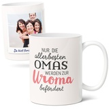 Uroma Geschenk Kaffee-Tasse - Fototasse Keramik (300ml) - Personalisiert mit Foto & Spruch - Originelles Präsent zur Beförderung zur Uroma, Geburt oder Taufe