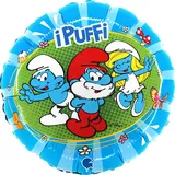 Schlümpfe Ballon Grabo für Kinderparty rund Schlumpf großer Schlumpf aus Folie mit Strohhalm zum Aufblasen bunte Luftballons Made in Italy 35 x 35 cm