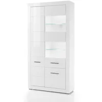 Furn.design Vitrine weiß Hochglanz Wohn- und Esszimmer Vitrinenschrank 100