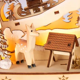 Brubaker 3D Lichterbogen - LED Schwibbogen - Tannenbaum Wald - Weihnachtsbeleuchtung Holz - 34 x 28 x 9 cm - Handbemalte Weihnachtsdeko - Braun/Weiß