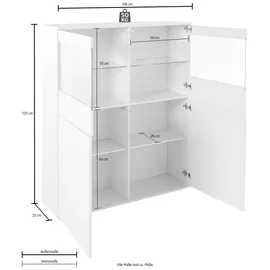 borchardt Möbel Vitrine Florenz 0 x 0 x 125 cm Weiß