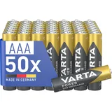 Varta Batterien AAA, 50 Stück, Power on Demand, Alkaline, 1,5V, Vorratspack, smart, flexibel, leistungsstark, ideal für Computerzubehör, Smart Home Geräte, Made in Germany