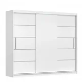 fabryka mebli idźczak Schwebetürenschrank Alba 250 cm Weiß/Weiß, ohne Spiegel und LED. - Weiß,