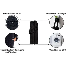 ZOLLNER unisex, Bademantel,, mit Kapuze 100% Polyester XXL schwarz