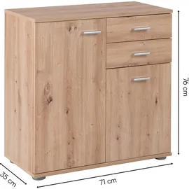 calitan furniture Kommode SOLO, 71 x 76 cm - 2 Türen 2 Schubladen - Artisan Eiche Dekor