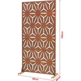 casa.pro Trennwand ‘Kilsturd’ Cortenstahl 180 x 90 cm Edelrost - Braun