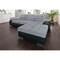 Ecksofa SIT & MORE "Ontario L-Form", grau (schwarz, hellgrau), B:280cm H:75cm T:183cm, Struktur (100% Polyester);Luxus-Microfaser ALTARA NUBUCK (100% Polyester);Luxus-Microfaser (100% Polyester), Sofas, Ecksofa, XXL, wahlweise mit Bettfunktion