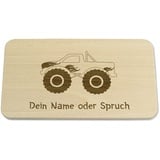 Kreativknoten Frühstücksbrettchen für Kinder personalisiert, Geschenkidee als Geburtstagsgeschenk oder Babygeschenk, Taufgeschenk. Ein nachhaltiges Geschenk aus Massivholz - Monstertruck