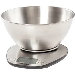 Mesko MS3152 Digitale Küchenwaage mit abnehmbarer Schale, Schale 1,8 L, Edelstahl, Flüssigkeitsmessung, Genauigkeit 1g, Silber