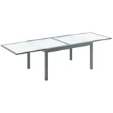Outsunny Gartentisch Esstisch mit gehärteter Glasplatte Outdoor Aluminium Ausziehbarer Tisch Hinterhof Gartenmöbel Rechteck Bistrotisch