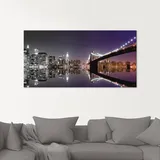 ARTland Glasbild »New York Skyline nächtliche Reflektion«, Amerika, (1 St.), in verschiedenen Größen, schwarz