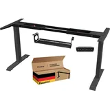 FANZTOOL Schreibtisch-Gestell elektrisch, 2x Bosch Motoren, höhenverstellbar, Memory, USB,Kabelwanne,Schwarz - Schwarz