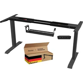 FANZTOOL Schreibtisch-Gestell elektrisch, 2x Bosch Motoren, höhenverstellbar, Memory, USB,Kabelwanne,Schwarz - Schwarz
