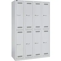 BISLEY Garderobenschrank Metall 120,0 x 50,0 x 185,0 cm Lichtgrau 8 Abteile