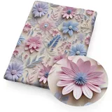 BrightGlow 3D Blumen Gedruckt Stoff Blumen Stoff Meterware Stoff Zum Nähen Dekorationsstoff Stoff mit 3D Blumen Bunter Retro-Dekostoff Blumen Pflanzen Stoff für DIY Handgefertigte Nähen #20 200X145cm