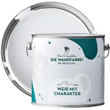 MissPompadour abwaschbare Wandfarbe Weiß mit Charakter 2,5L - hohe Deckkraft & Ergiebigkeit - matte, scheuerbeständige Innenfarbe - geruchsarm, wasserbasiert, atmungsaktiv - Die Nützliche